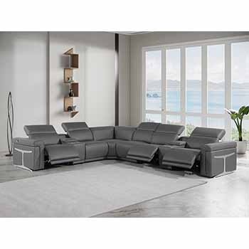 Global United Furniture 1126 sectional, 8 pieces with 3-Power Recliners and 2-Consoles in Dark Gray color 1126-DARK-GRAY-3PWR-8PC