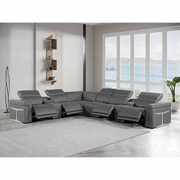 Global United Furniture 1126 sectional, 8 pieces with 4-Power Recliners and 2-Consoles in Dark Gray color 1126-DARK-GRAY-4PWR-8PC
