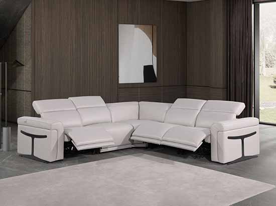 Global United Furniture 1126 sectional, 5 pieces with 3-Power Recliners in Light Gray color 1126-LIGHT-GRAY-3PWR-5PC-COPY