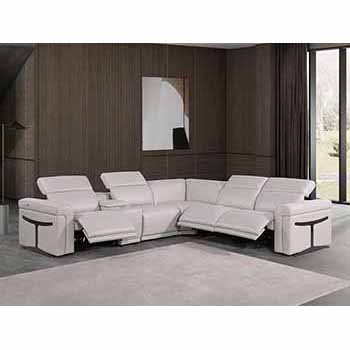 Global United Furniture 1126 sectional, 6 pieces with 3-Power Recliners and 1-Console in Light Gray color 1126-LIGHT-GRAY-3PWR-6PC