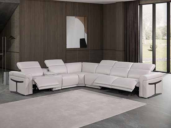 Global United Furniture 1126 sectional, 7 pieces with 3-Power Recliners and 1-Console in Light Gray color 1126-LIGHT-GRAY-3PWR-7PC