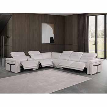 Global United Furniture 1126 sectional, 7 pieces with 4-Power Recliners and 1-Console in Light Gray color 1126-LIGHT-GRAY-4PWR-7PC