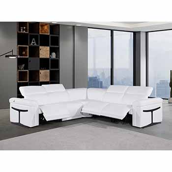 Global United Furniture 1126 sectional, 5 pieces with 3-Power Recliners in White color 1126-WHITE-3PWR-5PC-COPY