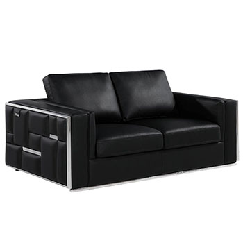 Global United Furniture 1130 Genuine Italian Leather Loveseat in Black color. 1130-black-loveseat