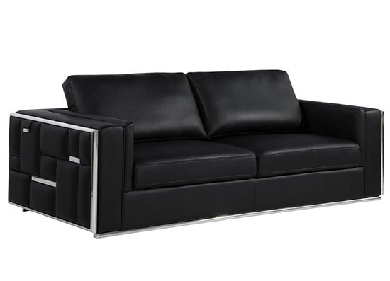 Global United Furniture 1130 Genuine Italian Leather Sofa in Black color.  1130-black-sofa