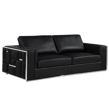 Global United Furniture 1130 Genuine Italian Leather Sofa in Black color.  1130-black-sofa