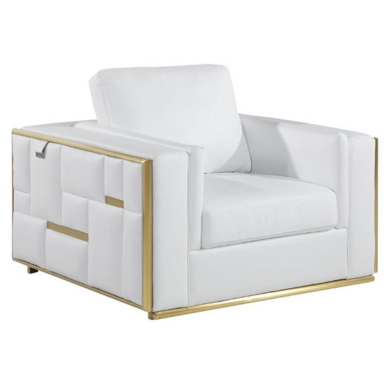 Global United Furniture 1130 Genuine Italian Leather Chair in White color. 1130-white-chair