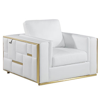 Global United Furniture 1130 Genuine Italian Leather Chair in White color. 1130-white-chair