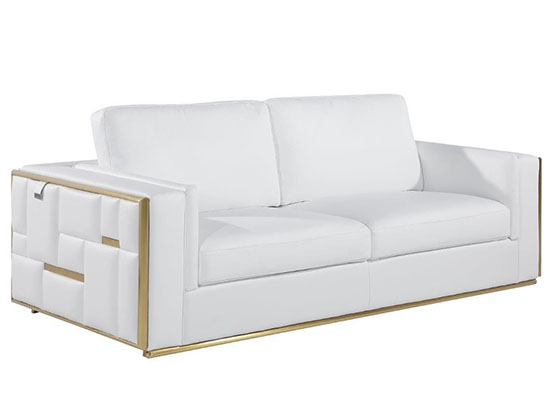 Global United Furniture 1130 Genuine Italian Leather Sofa in White color.  1130-white-sofa