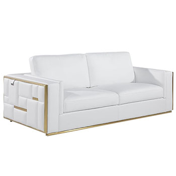 Global United Furniture 1130 Genuine Italian Leather Sofa in White color.  1130-white-sofa