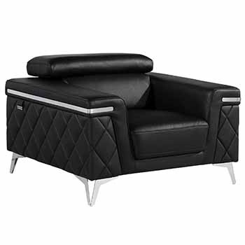 Global United Furniture 1140 Genuine Italian Leather Chair in Black color. 1140-black-chair