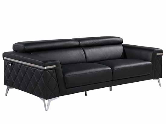 Global United Furniture 1140 Genuine Italian Leather Sofa in Black color. 1140-black-sofa