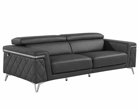 Global United Furniture 1140 Genuine Italian Leather Sofa in Dark Gray color. 1140-dark-gray-sofa