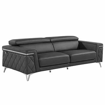 Global United Furniture 1140 Genuine Italian Leather Sofa in Dark Gray color. 1140-dark-gray-sofa