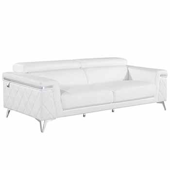Global United Furniture 1140 Genuine Italian Leather Sofa in White color.  1140-white-sofa
