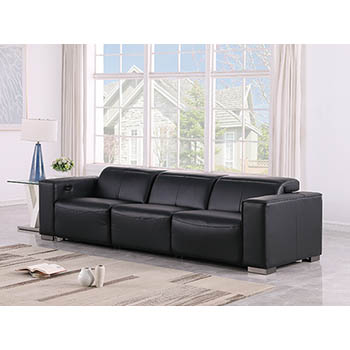 DivanItalia - Global United Furniture 1208, 3-Piece Top Grain Genuine Italian Leather Sofa with Triple Power Reclining and Power Headrests in Black color.