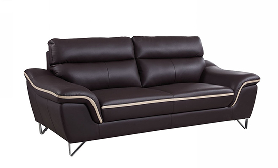 Global United 168 - Leather Match Sofa in Brown color.