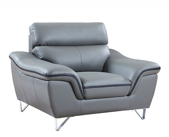 Global United 168 - Leather Match Chair in Gray color.