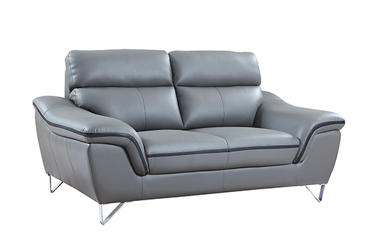 Global United 168 - Leather Match Loveseat in Gray color.