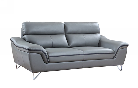 Global United 168 - Leather Match Sofa in Gray color.