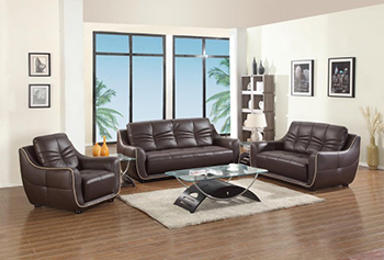 Global United Furniture 2088 Leather Match 3PC Sofa Set in Brown color.
