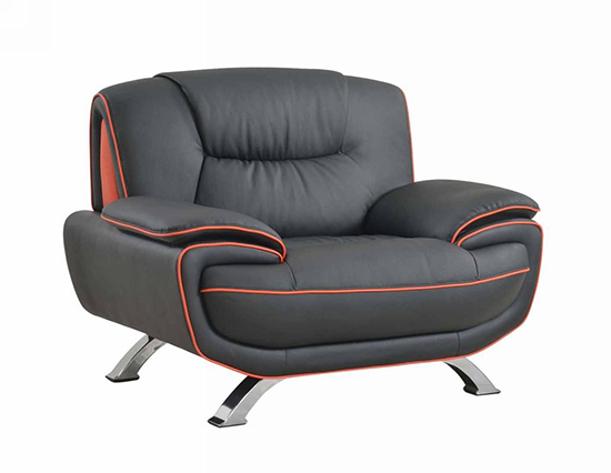 Global United 405 - Leather Match Chair in Black color.