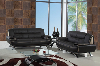 Global United Furniture 405 Leather Match 2PC Sofa Set in Brown color.