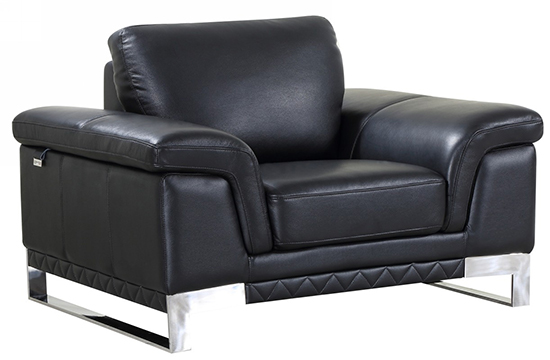 Global United 411 - Genuine Italian Leather Chair in Black color.