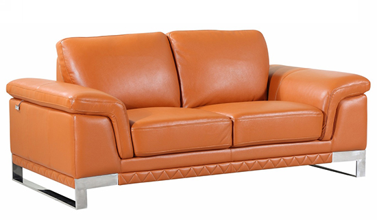 Global United 411 - Genuine Italian Leather Loveseat in Camel color.