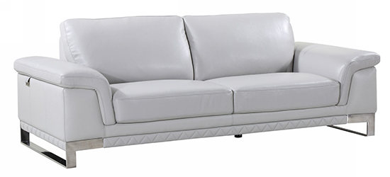 Global United 411 - Genuine Italian Leather Sofa in Light Gray color.