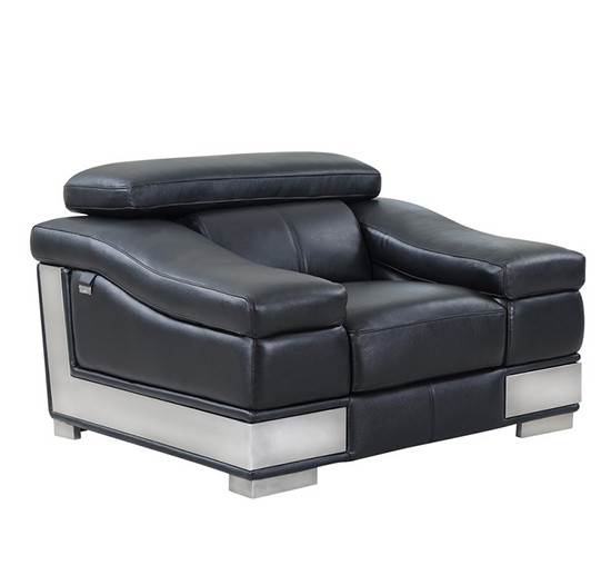 Global United 415 - Genuine Italian Leather Chair in Black color.