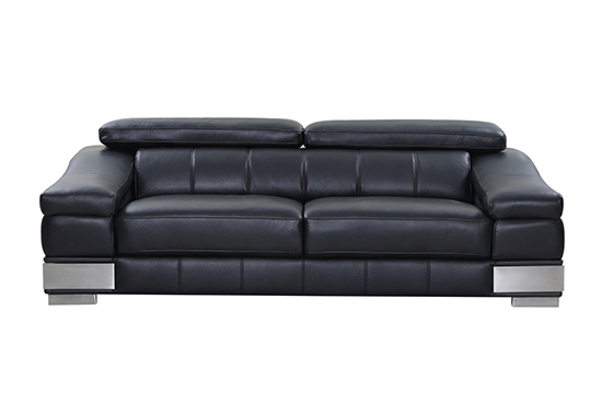 Global United 415 - Genuine Italian Leather Sofa in Black color.