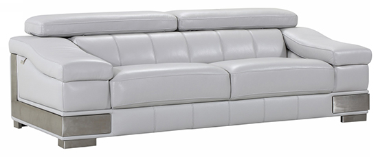 Global United 415 - Genuine Italian Leather Sofa in Light Gray color.
