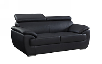 Global United 4571 - Leather Match Loveseat in Black color.