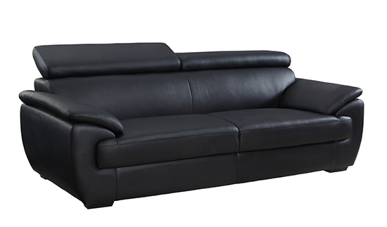 Global United 4571 - Leather Match Sofa in Black color.