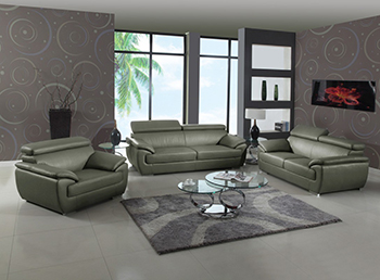 Global United Furniture 4571 Leather Match 3PC Sofa Set in Gray color.