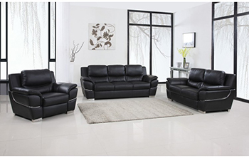 Global United Furniture 4572 Leather Match 3PC Sofa Set in Black color.