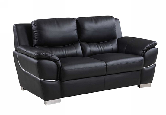 Global United 4572 - Leather Match Loveseat in Black color.