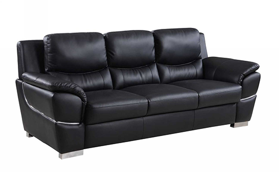 Global United 4572 - Leather Match Sofa in Black color.