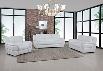 Global United 4572 Leather Match 3PC Sofa Set in White color.