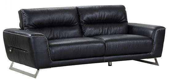 Global United 485 - Genuine Italian Leather Sofa in Black color.