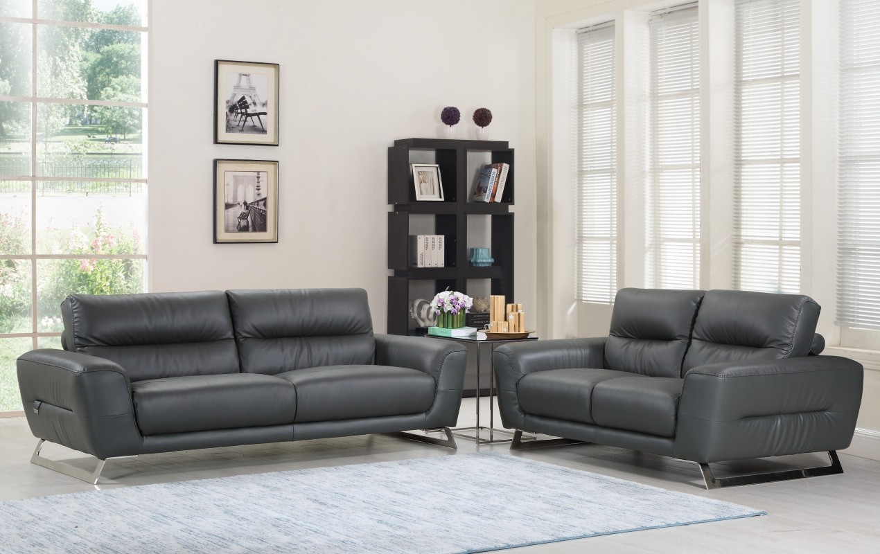 Global United Furniture 485 Genuine Italian Leather 2PC Sofa Set