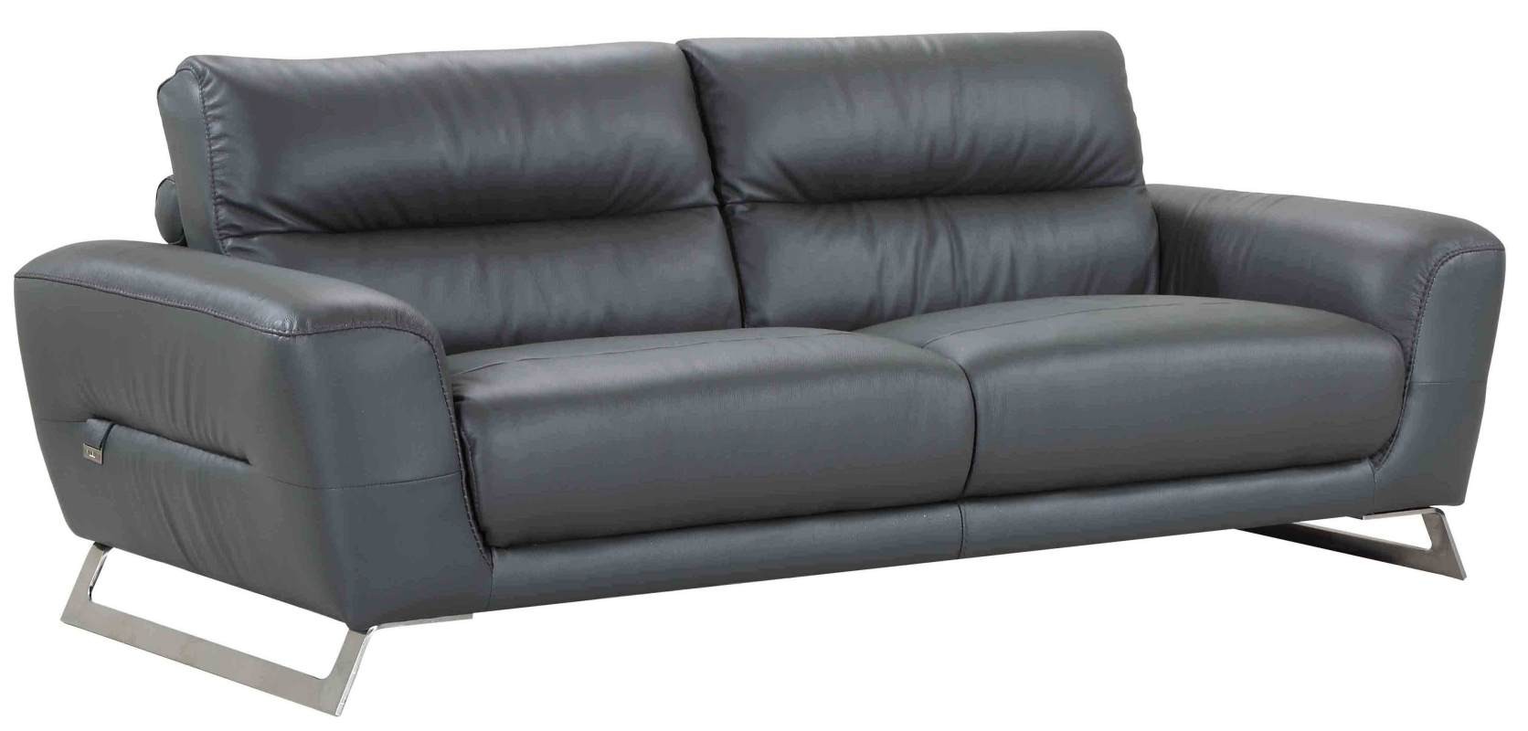 Homeroots 34 Lovely Dark Grey Leather Sofa