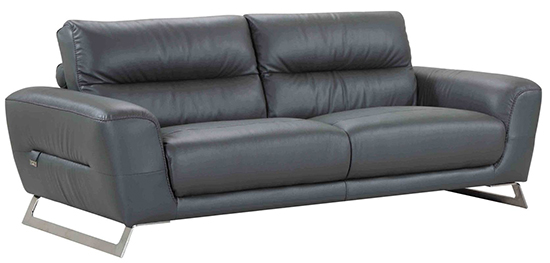 Global United 485 - Genuine Italian Leather Sofa in Dark Gray color.