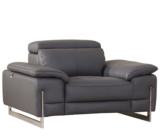 Global United Furniture 636 Genuine Italian Leather Chair in Dark Gray color. 636-dark-gray-chair