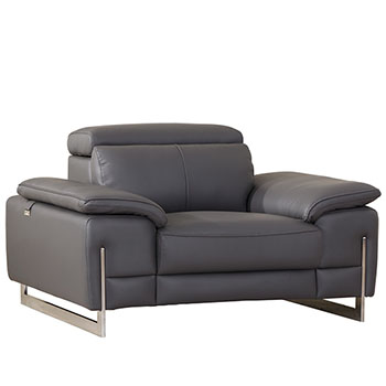 Global United Furniture 636 Genuine Italian Leather Chair in Dark Gray color. 636-dark-gray-chair