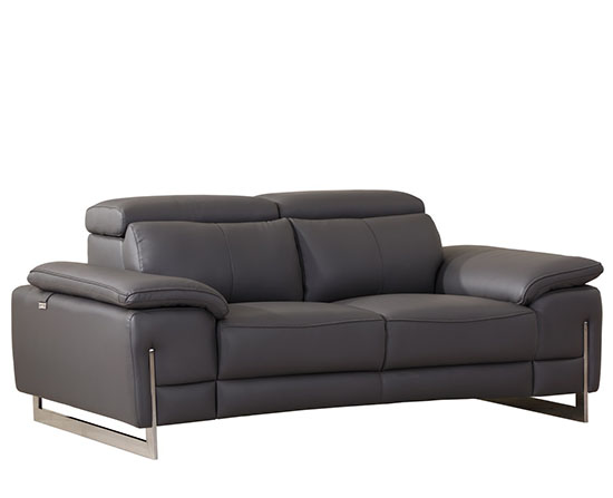 Global United Furniture 636 Genuine Italian Leather Loveseat in Dark Gray color. 636-dark-gray-loveseat