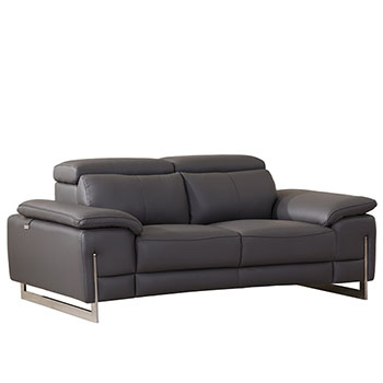 Global United Furniture 636 Genuine Italian Leather Loveseat in Dark Gray color. 636-dark-gray-loveseat