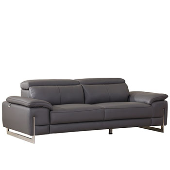 Global United Furniture 636 Genuine Italian Leather Sofa in Dark Gray color. 636-dark-gray-sofa
