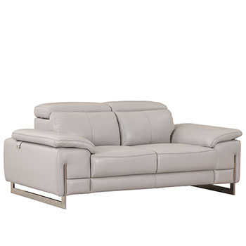 Global United Furniture 636 Genuine Italian Leather Loveseat in Light Gray color. 636-light-gray-loveseat